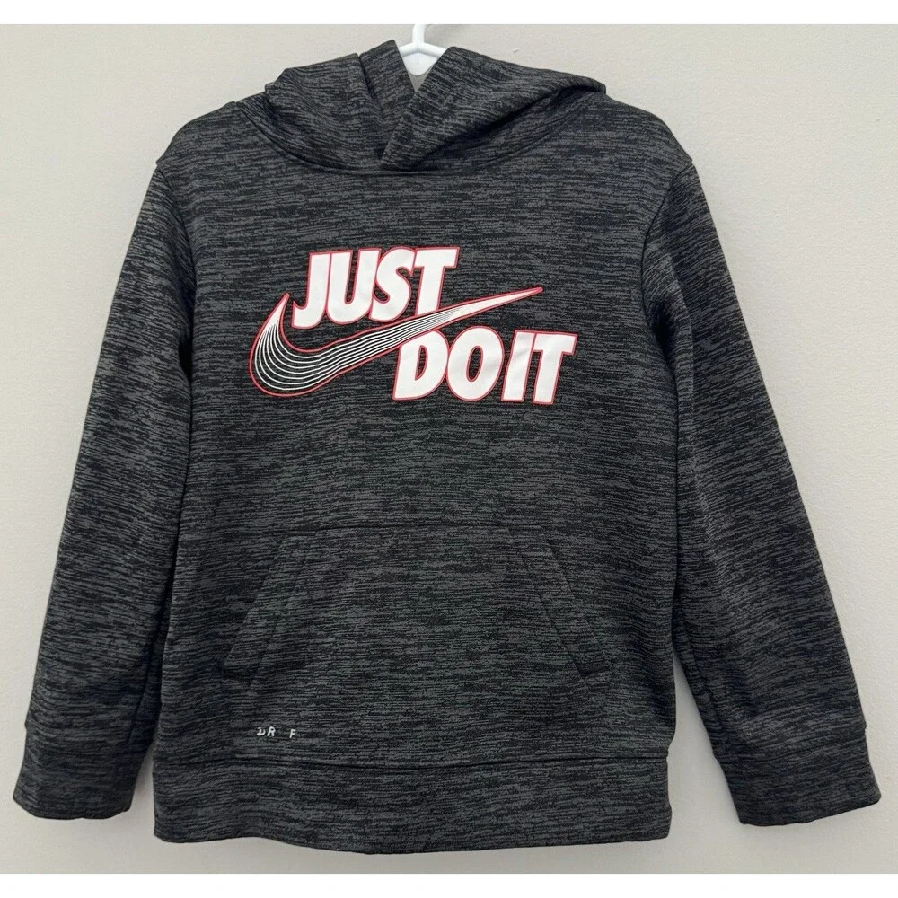 Nike Boys 4/5 Black/Gray Pullover Kangaroo Pocket Logo Hoodie